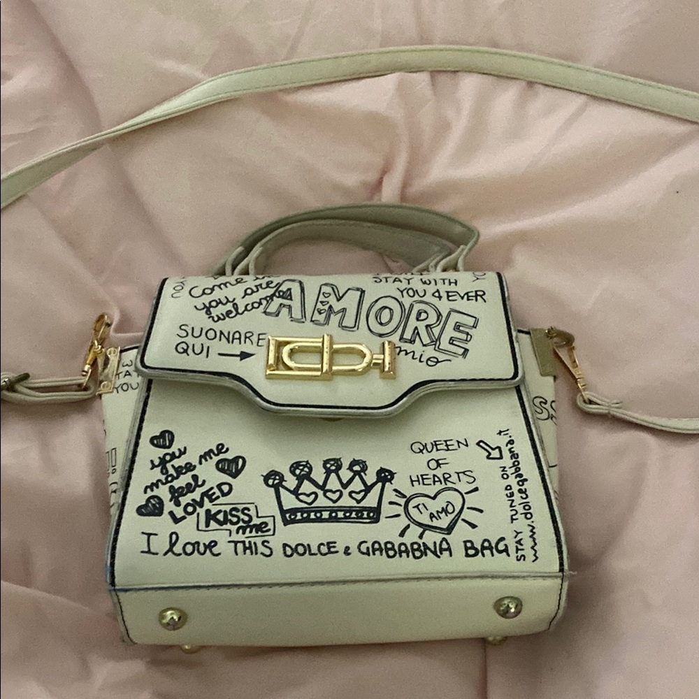 White Mini Bag with Playful Design